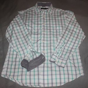 Nautica Mens Dress Shirt Medium 100% Cotton